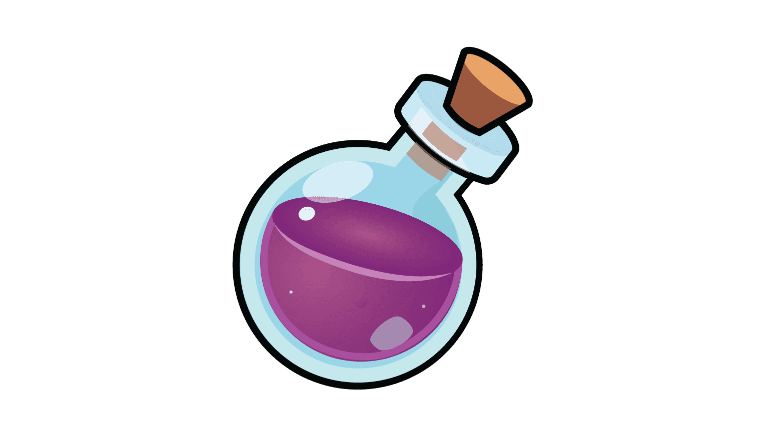 Magic Purple Potion Bottle - 2D Game Asset & Stylized Vector Illustration