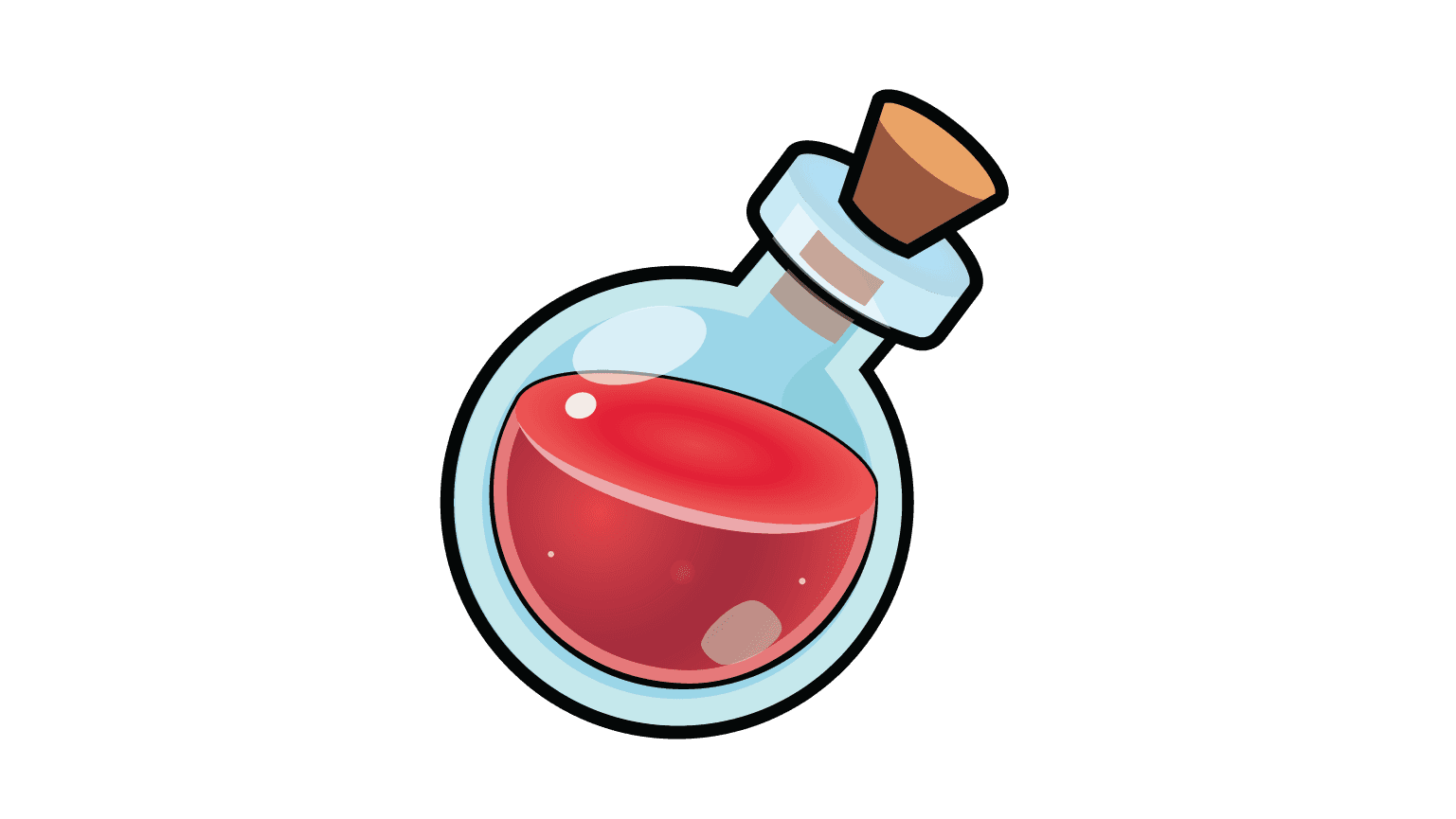 Magic Red Potion Bottle - 2D Health Elixir Game Asset & Stylized Vector Illustration