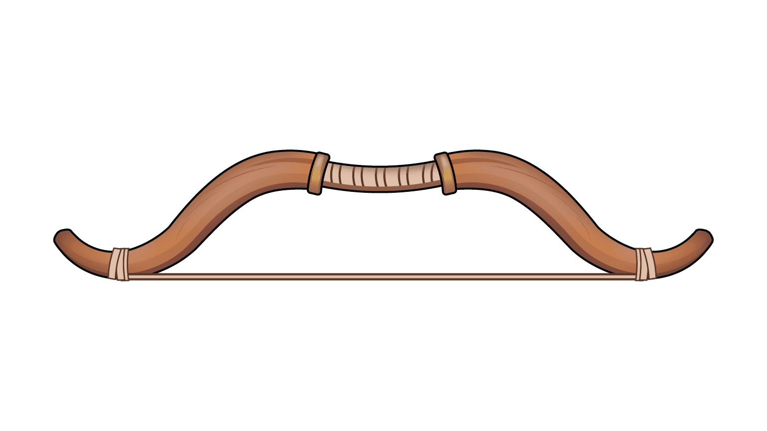 Fantasy Archer Wooden Bow - 2D Weapon Game Asset & Stylized Vector Illustration