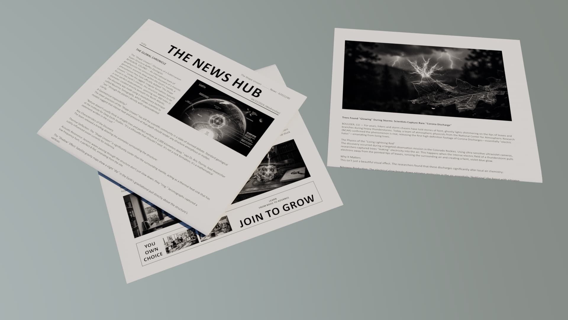 Modern Newspaper Mockup Scene with Overhead Print Layouts