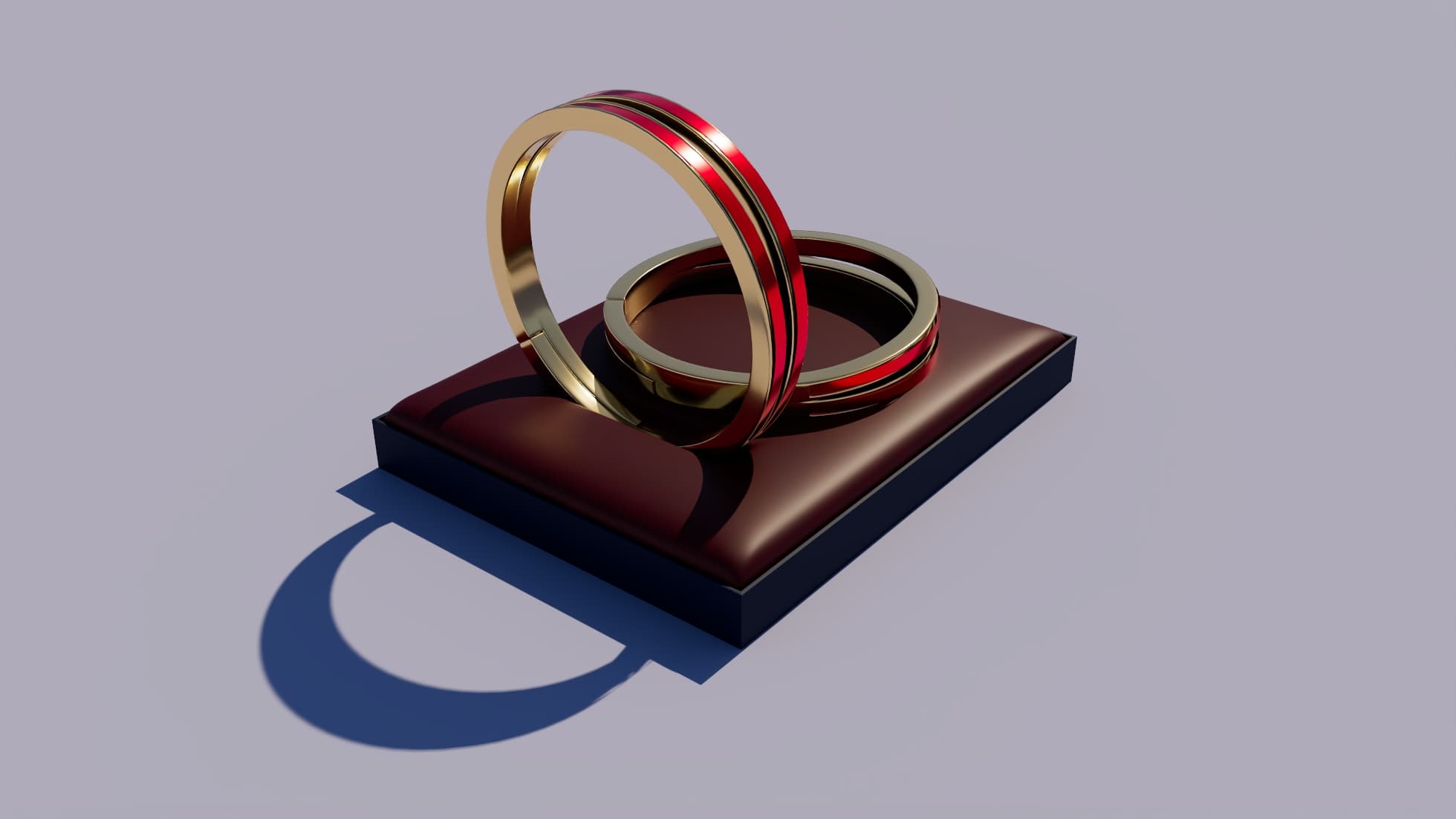 Luxury Gold and Red Enamel Ring Pair 3D Model Scene