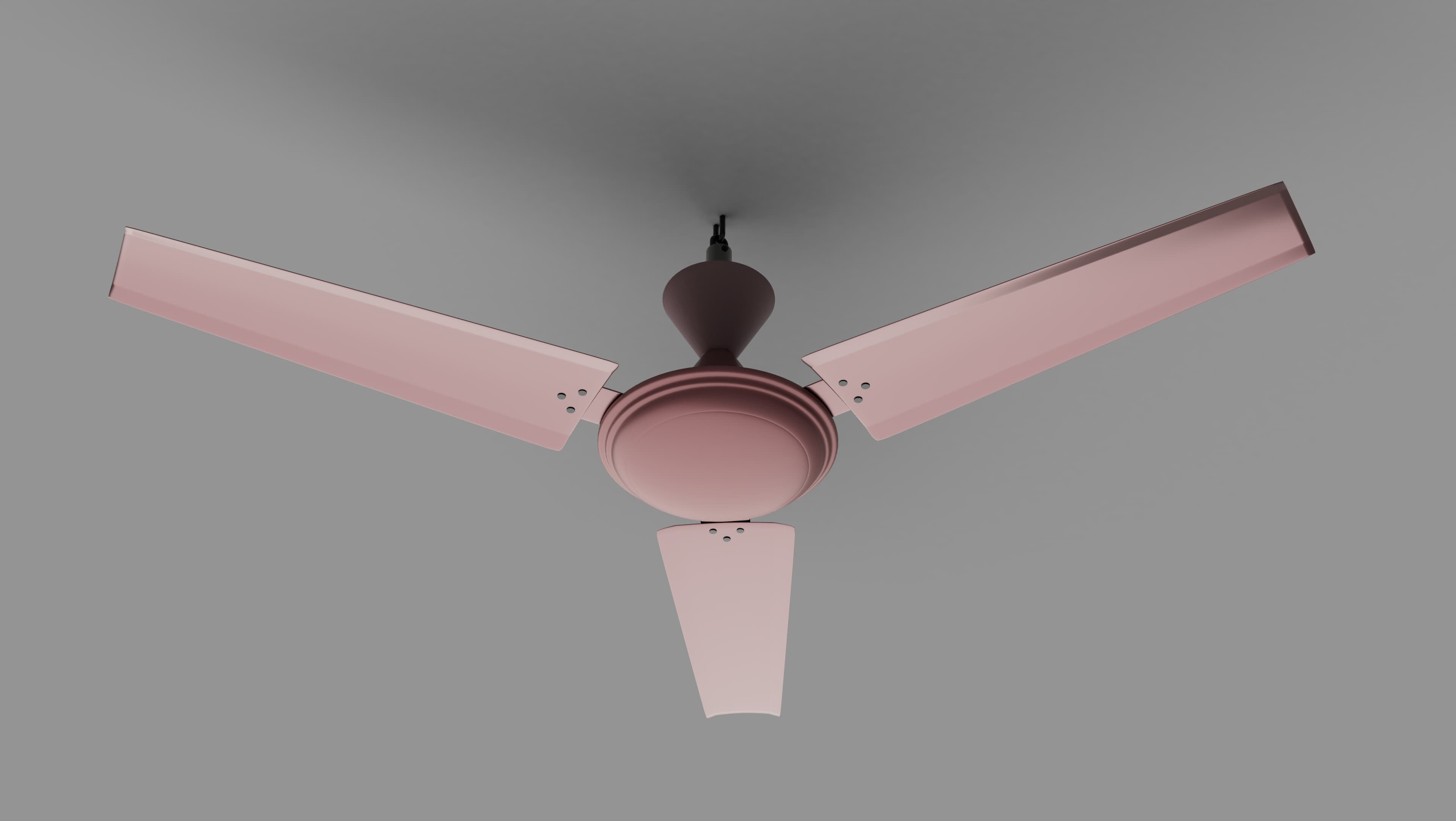 Modern Dusty Pink 3-Blade Ceiling Fan 3D Product Render
