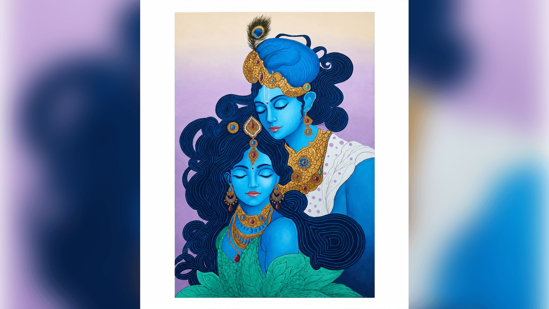 Original Radha Krishna Contemporary Acrylic Painting - Eternal Love Divine Fine Art